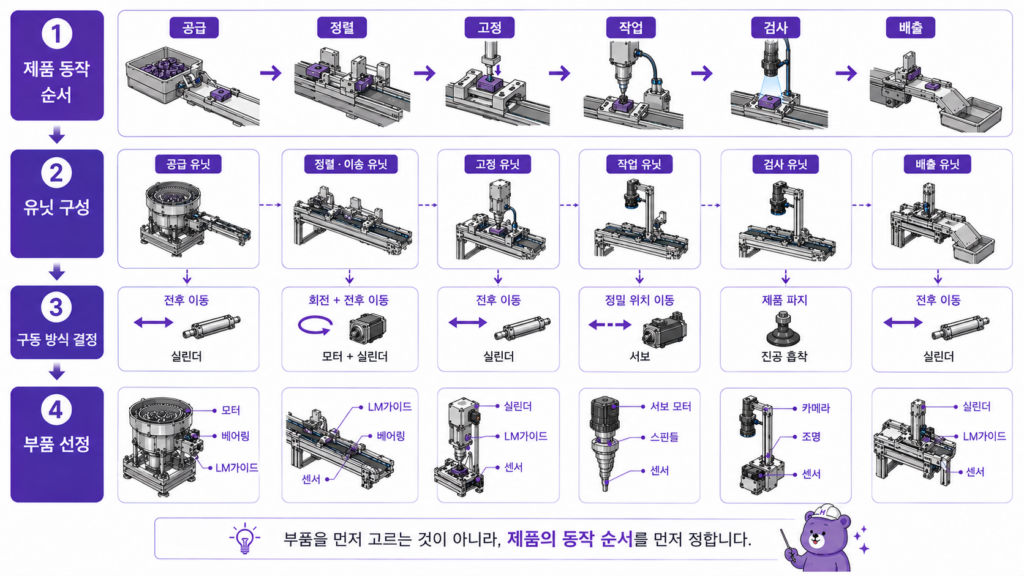 자동화 장비 설계 동작 순서와 유닛 구성